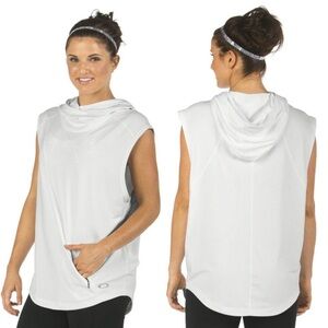 Oakley Womens White High Tide Cover Up Sleeveless Training Hoodie Size M